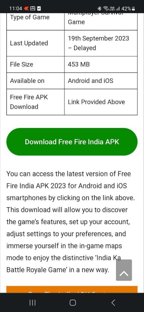 free fire india apk download button